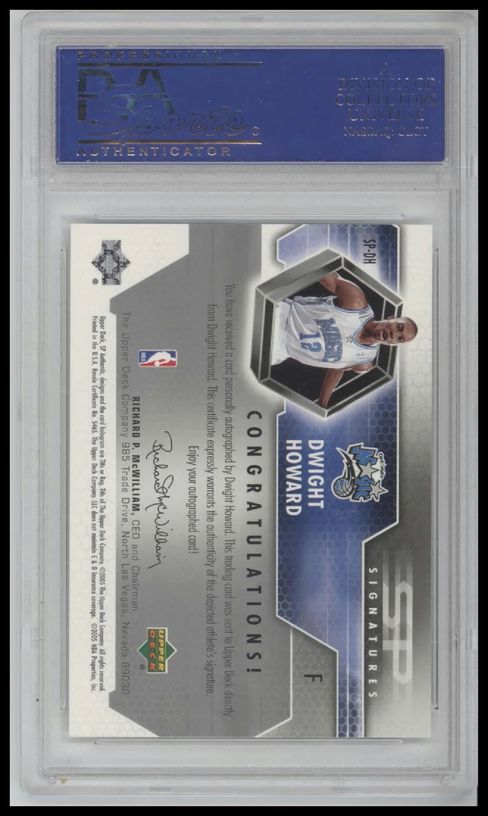 2004 Sp Authentic Sp Signatures Sp Signatures Dwight Howard 9 PSA #SP-DH - Image 2