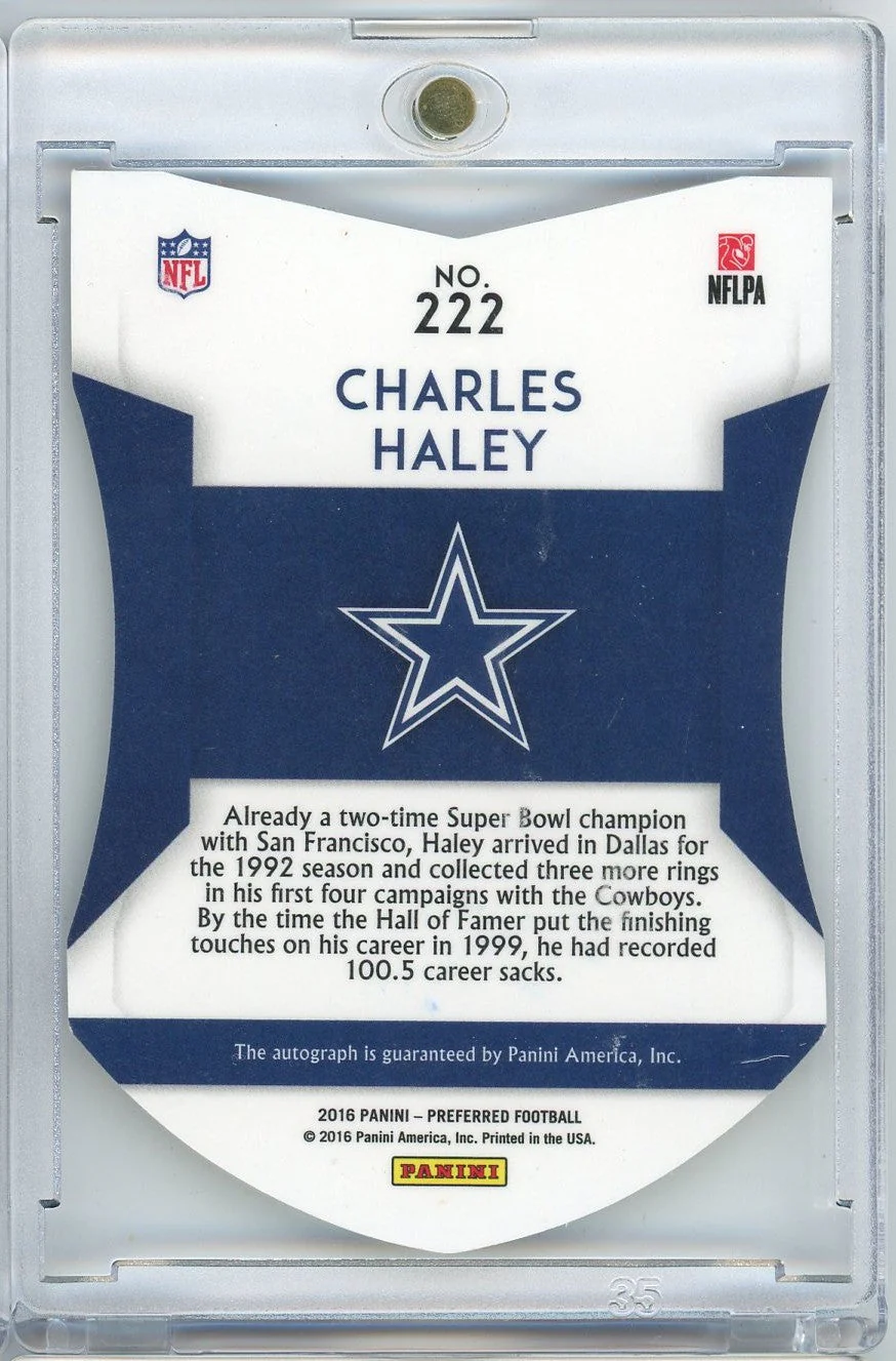 2016 Panini Preferred Football Color Guard Purple Charles Haley #222 /25 Auto Football Card - Image 2