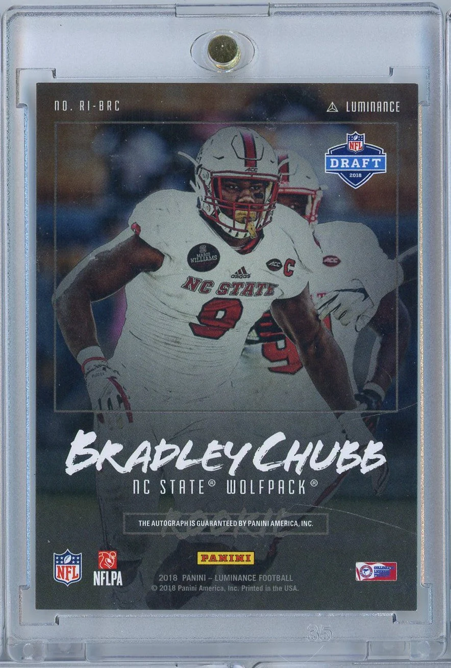 2018 Panini Luminance Football Bradley Chubb #RIBRC /75 Auto Rookie RC Football Card - Image 2