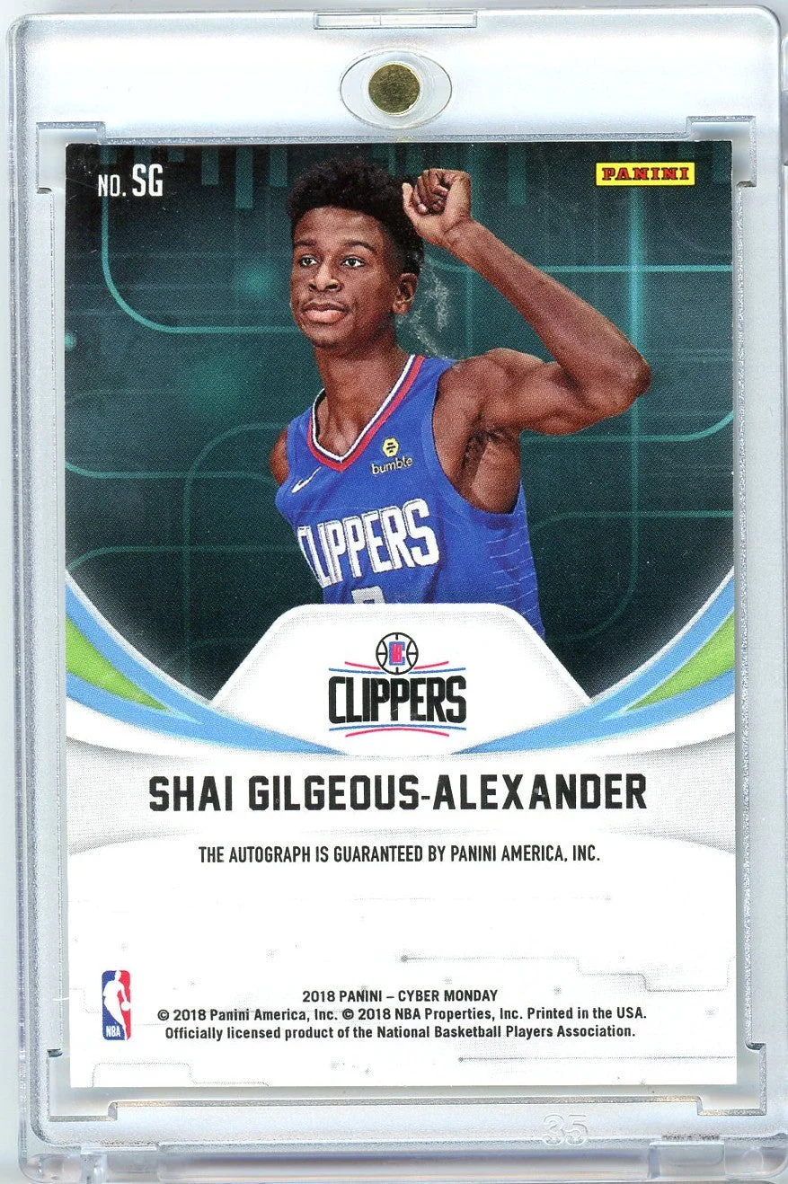 2018 Panini Private Signings Shai Gilgeous-Alexander #SG Auto Rookie RC Basketball Card - Image 2