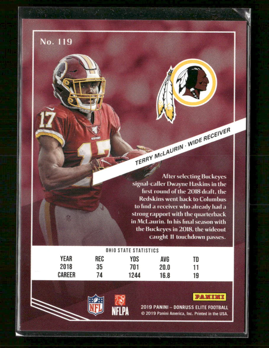 2019 Donruss Elite Purple Terry McLaurin Rookie #/99 #119 - Image 2