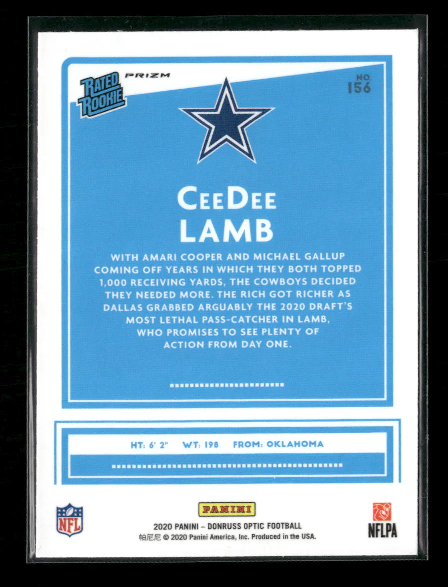 2020 Donruss Optic Red Mojo CeeDee Lamb Rookie #156 - Image 2