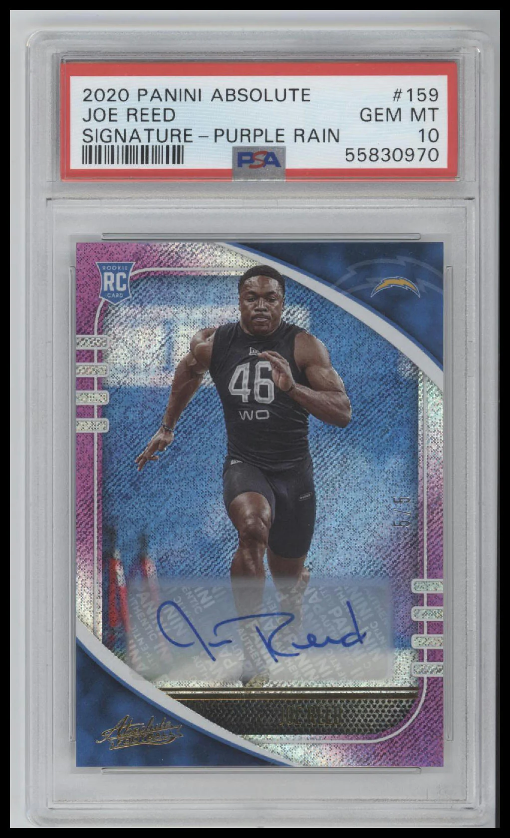 2020 Panini Absolute Signature-Purple Rain Joe Reed 10 PSA #159