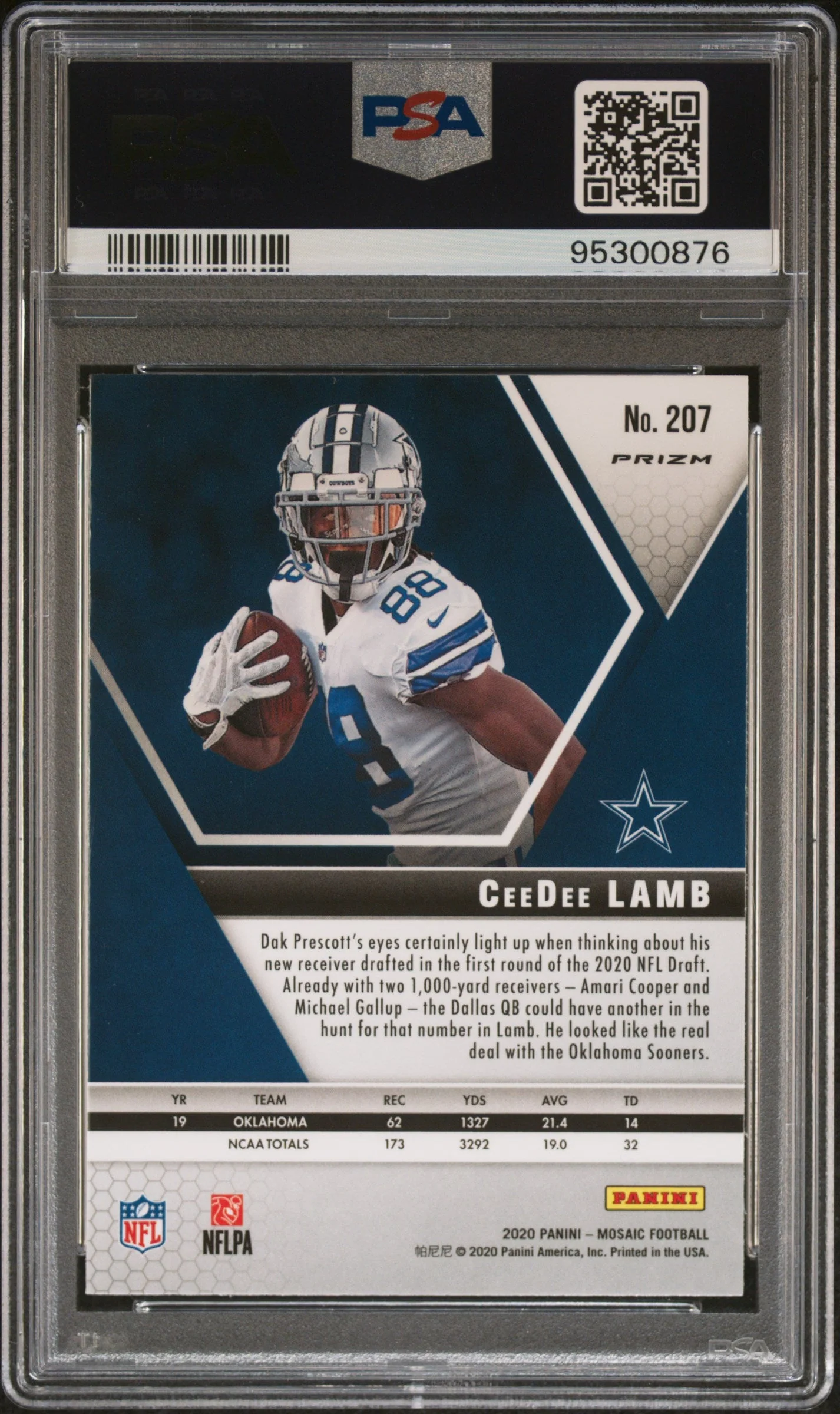 2020 Panini Mosaic Silver Prizm Ceedee Lamb 10 PSA #207 - Image 2