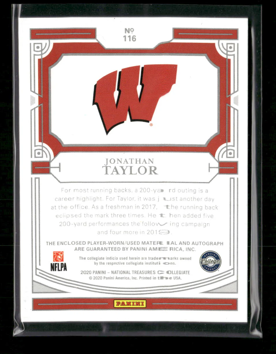 2020 Panini National Treasures Jonathan Taylor #/99 Auto #116 - Image 2