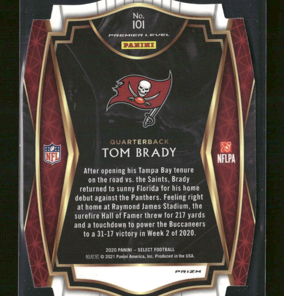 2020 Panini Select Blue Prizm Die Cut Tom Brady #101 - Image 2