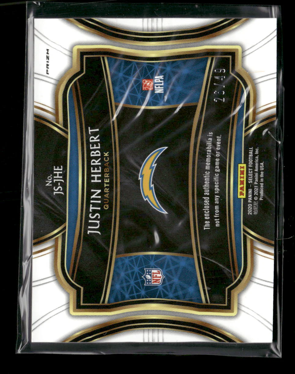2020 Panini Select Jumbo Rookie Swatch Prizm Justin Herbert #/49 #JS-JHE - Image 2