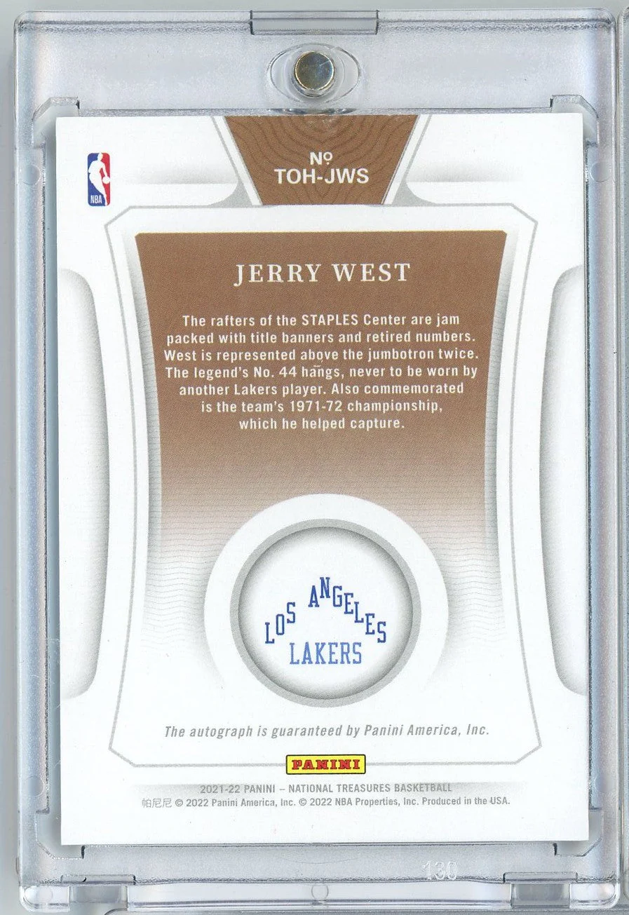 2021 Panini National Treasures Jerry West #TOHJWS /25 Treasures of the Hall Auto Basketball Card - Image 2