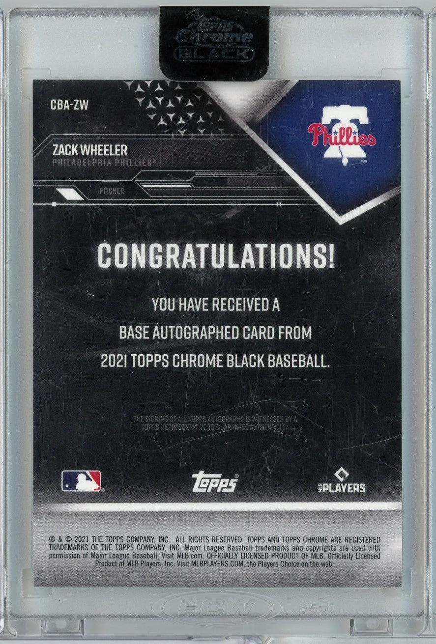 2021 Topps Chrome Black Zack Wheeler #CBAZW /25 Orange Auto Philadelphia Phillies Baseball Card - Image 2