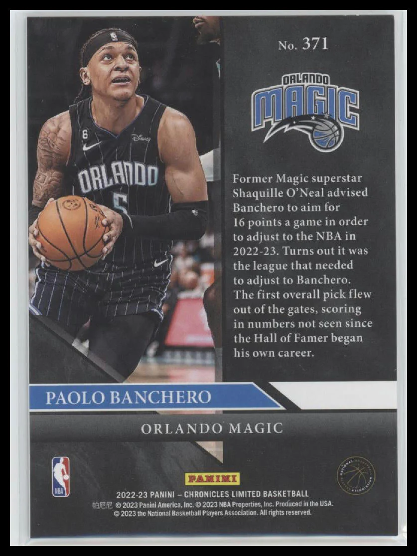 2022-23 Panini Chronicles Paolo Banchero Rookie #/249 #371 - Image 2