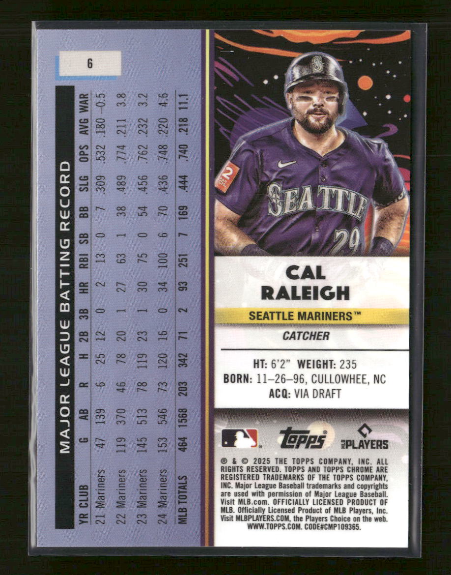 2022 Bowman's Best Orange Refractor Cal Raleigh #/25 #6 - Image 2