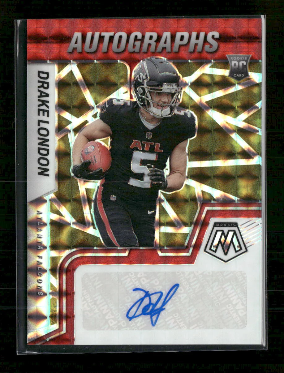2022 Panini Mosaic Rookie Auto Fusion Red and Yellow Drake London Auto #RAM-DL