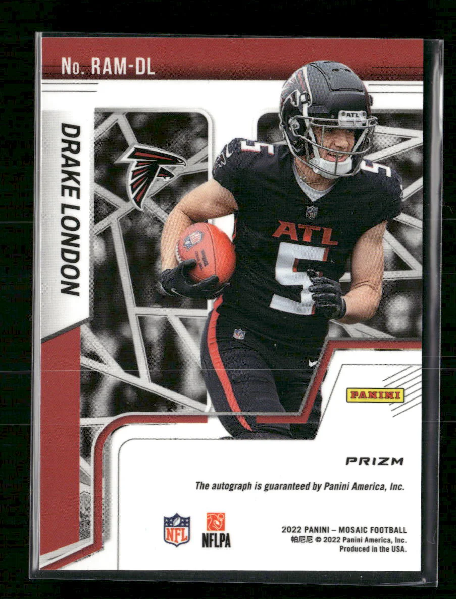 2022 Panini Mosaic Rookie Auto Fusion Red and Yellow Drake London Auto #RAM-DL - Image 2