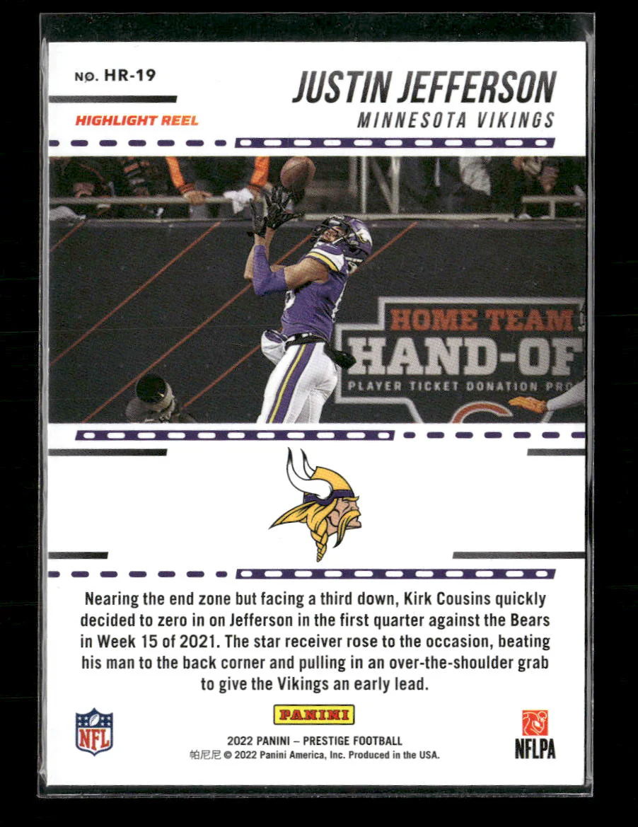 2022 Panini Prestige Highlight Reel Blue #/25 Justin Jefferson #HR-19 - Image 2
