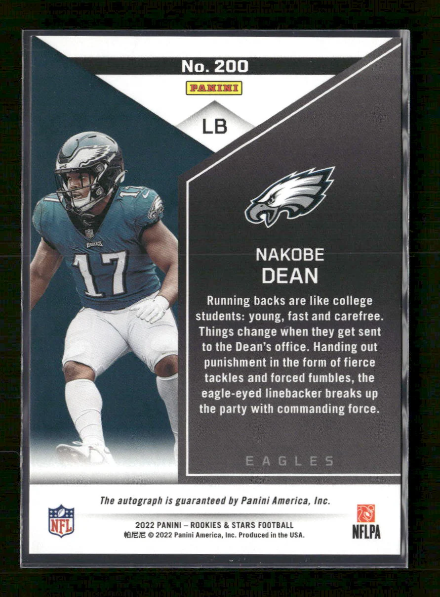 2022 Panini Rookies & Stars Rookies Signatures Nakobe Dean #/299 Auto #200 - Image 2
