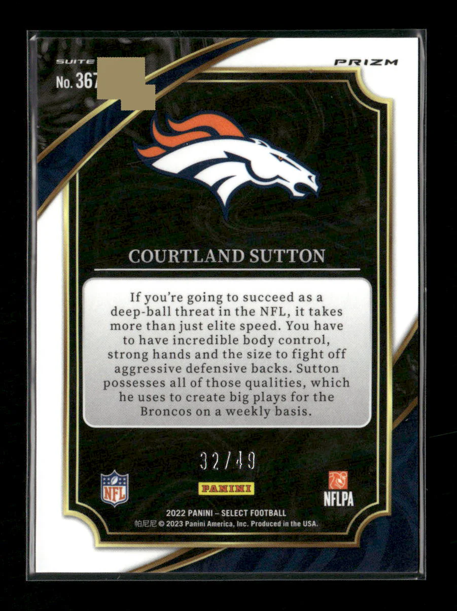 2022 Panini Select Red Disco Prizm Courtland Sutton #/49 #367 - Image 2