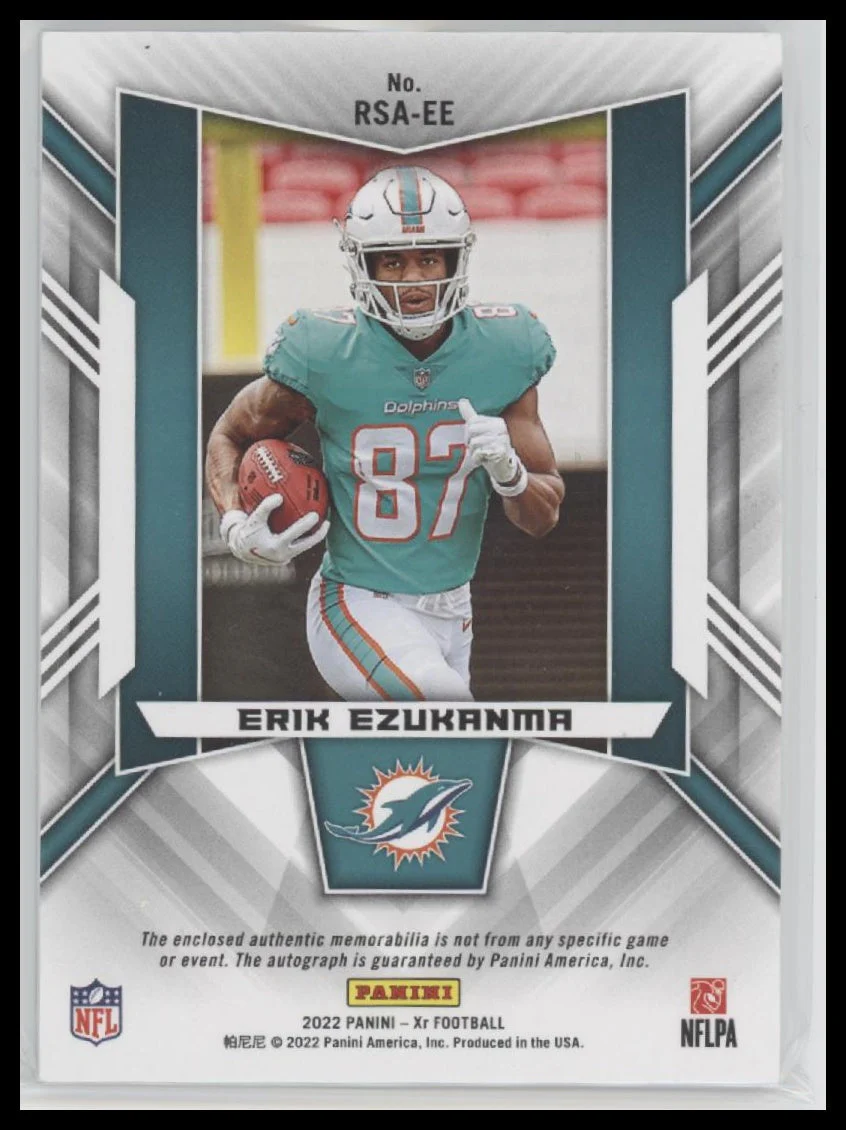 2022 Panini XR Rookie Swatch Auto Glove Platinum #/5 Erik Ezukanma #RSA-EE - Image 2