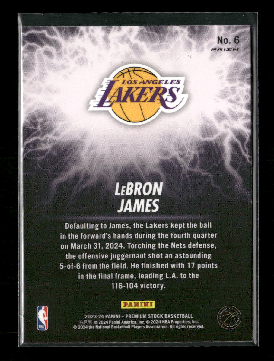 2023-24 Panini Premium Stock NBA Hoops High Voltage LeBron James #6 - Image 2
