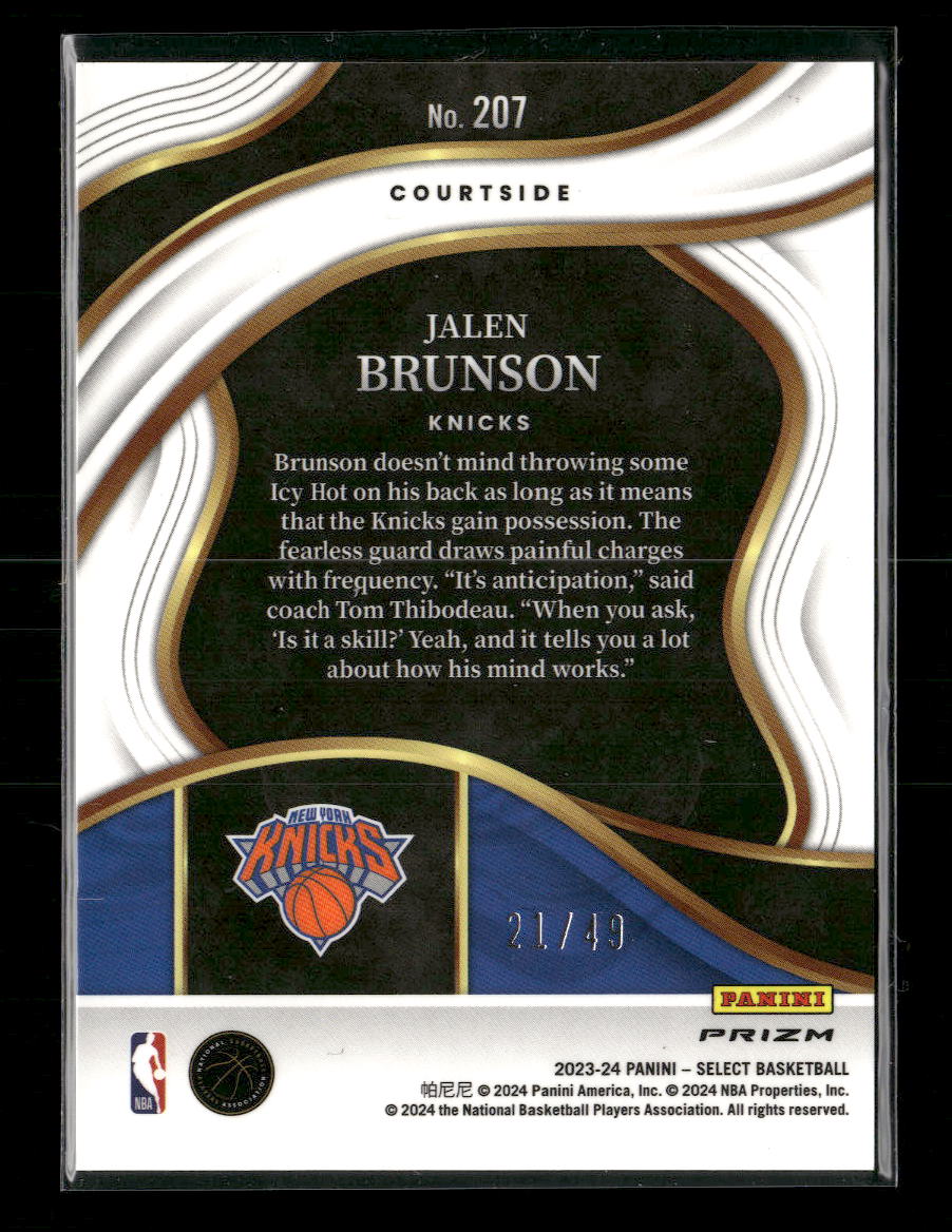 2023-24 Panini Select Teal White Pink Prizms Jalen Brunson #/49 #207 - Image 2
