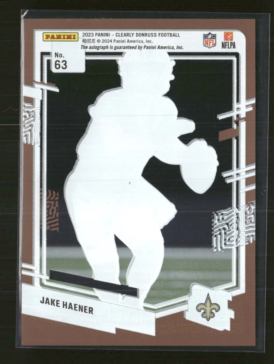 2023 Clearly Donruss Rated Rookie Autographs Orange Jake Haener #/75 Auto #63 - Image 2