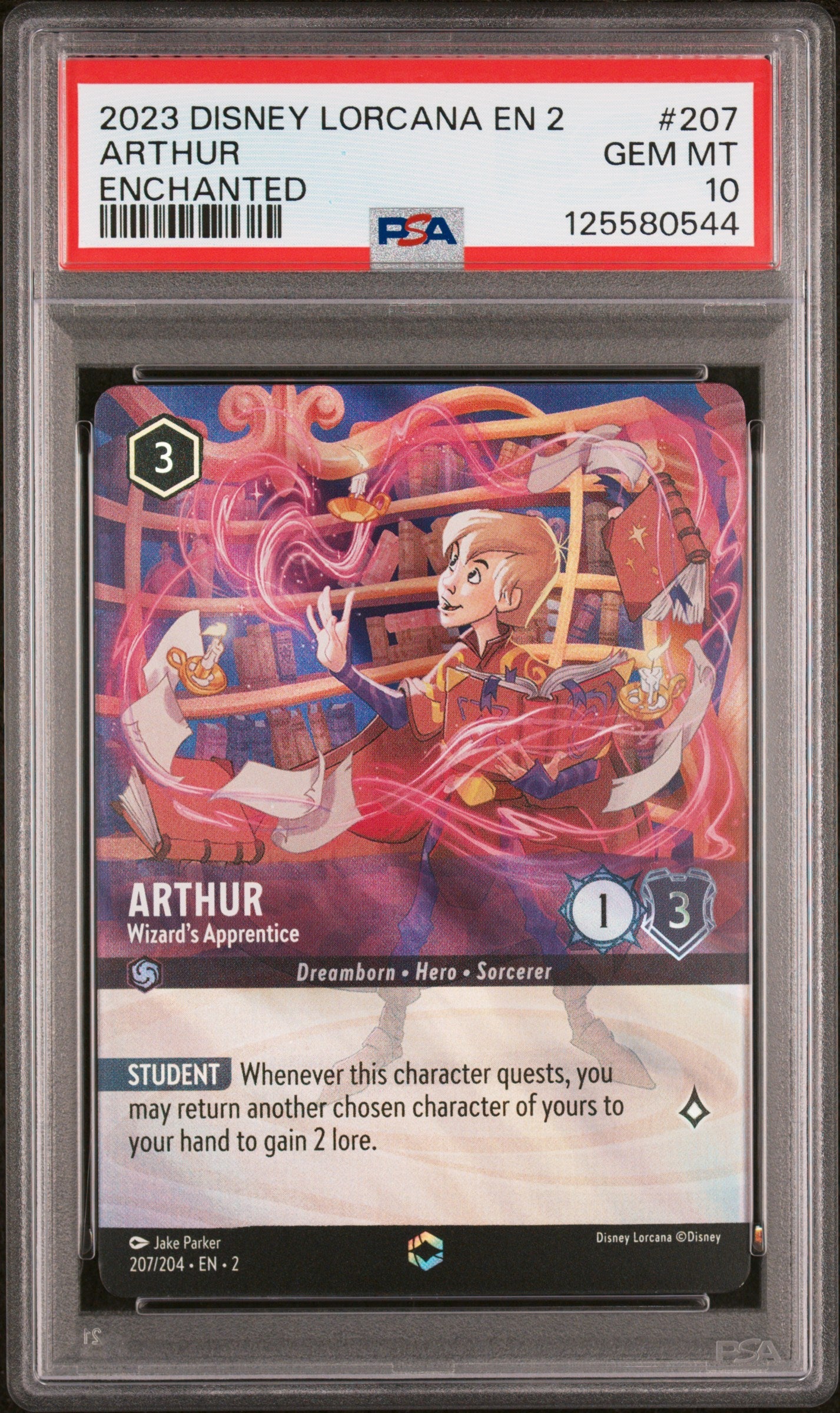 2023 Disney Lorcana En 2-Rise Of The Floodborn Enchanted Arthur 10 PSA #207
