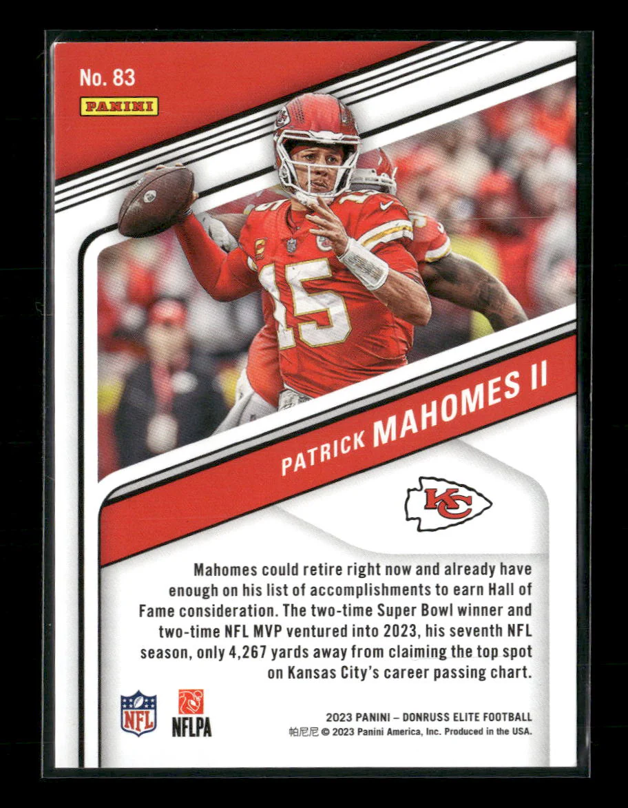 2023 Donruss Elite Red Color Match #/299 Patrick Mahomes #83 - Image 2