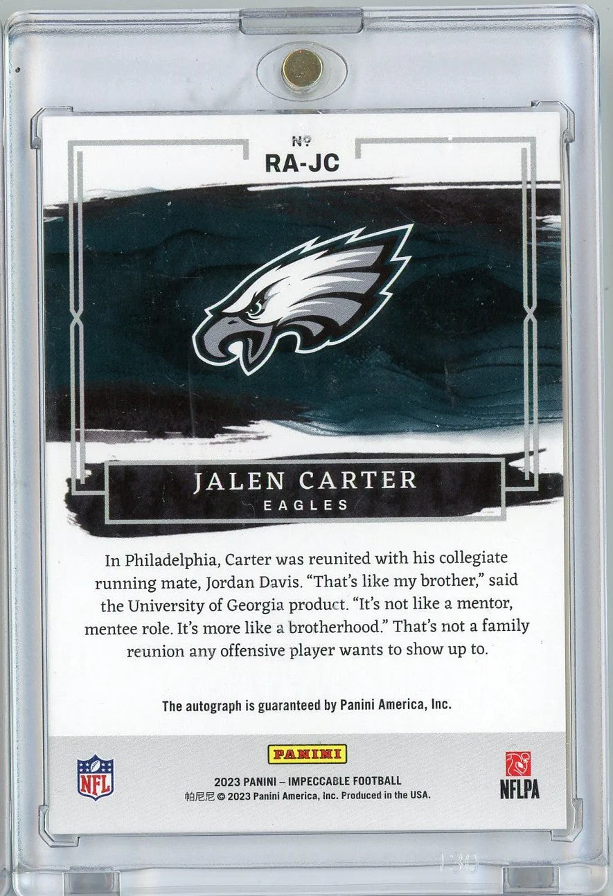 2023 Panini Impeccable Jalen Carter #RA-JC /99 Rookie Autographs Auto Rookie RC Football Card - Image 2