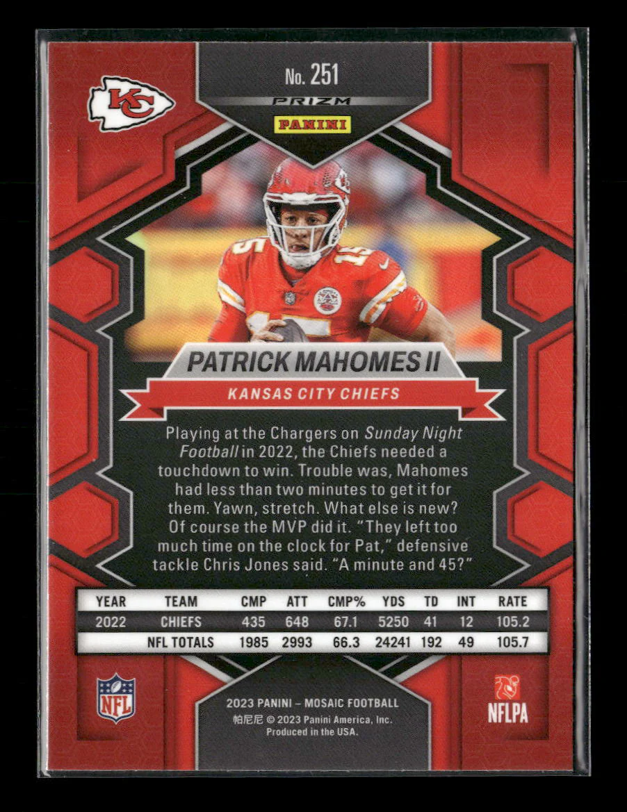 2023 Panini Mosaic Reactive Yellow Mosaic Patrick Mahomes II #251 - Image 2