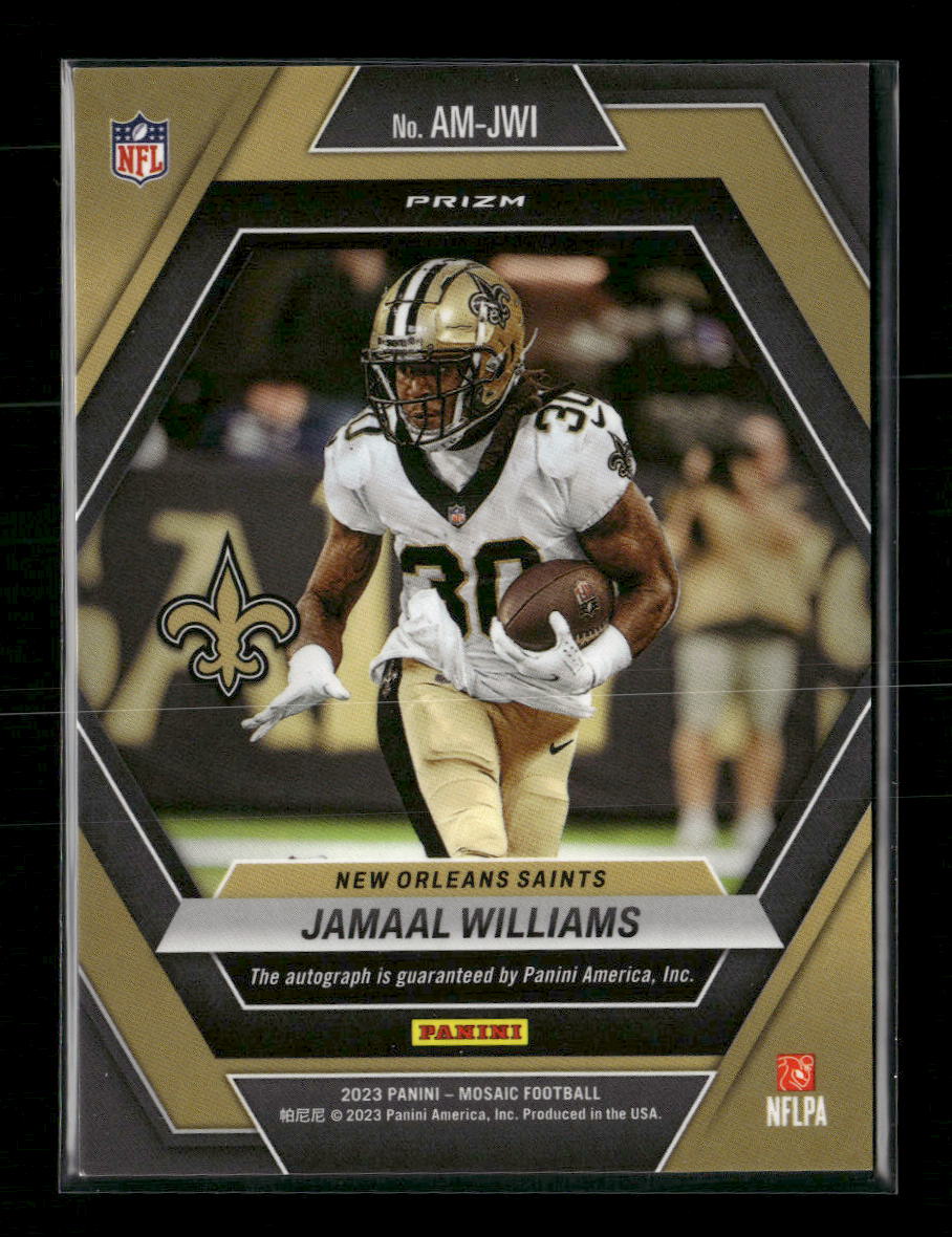 2023 Panini Mosaic Red & Yellow Fusion Jamaal Williams Auto #AM-JWI - Image 2