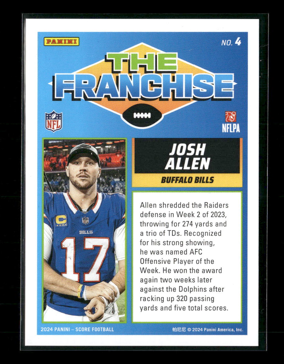 2023 Score The Franchise Gold Proof #/50 Josh Allen #4 - Image 2