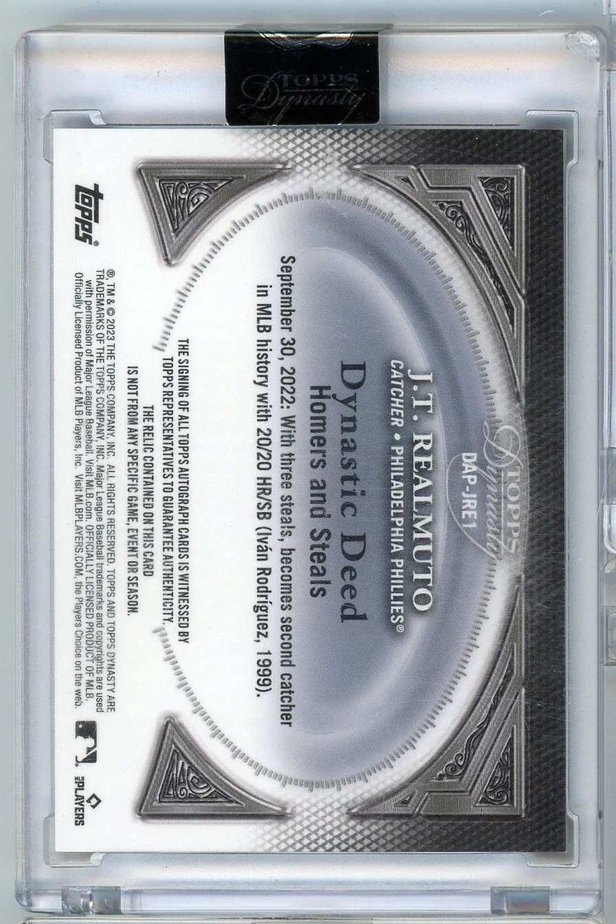 2023 Topps Dynasty JT J.T. Realmuto #DAPJRE1 10/10 Dynastic Deed Relic Auto Baseball Card - Image 2