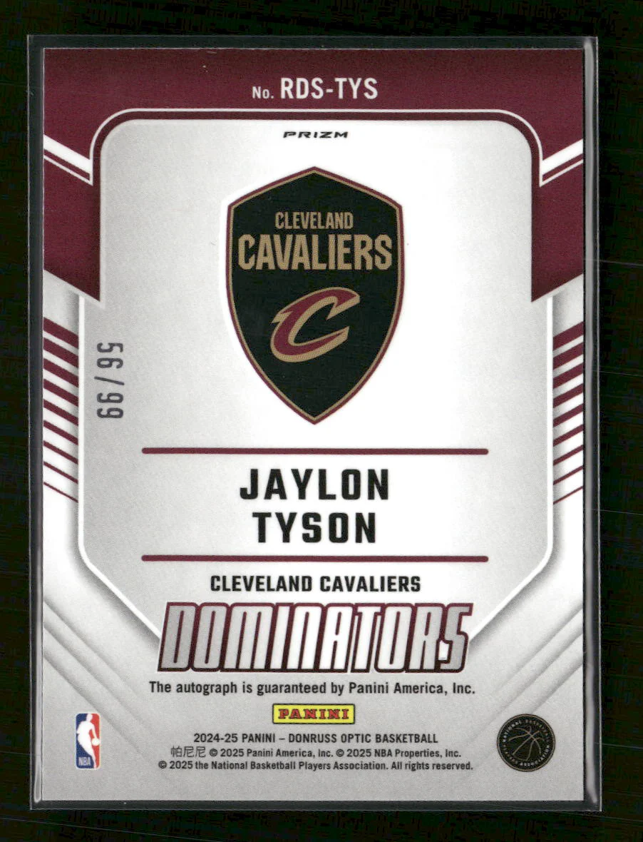 2024-25 Donruss Optic  Dominators Signatures Holo Jaylon Tyson #/99 #RDS-TYS - Image 2