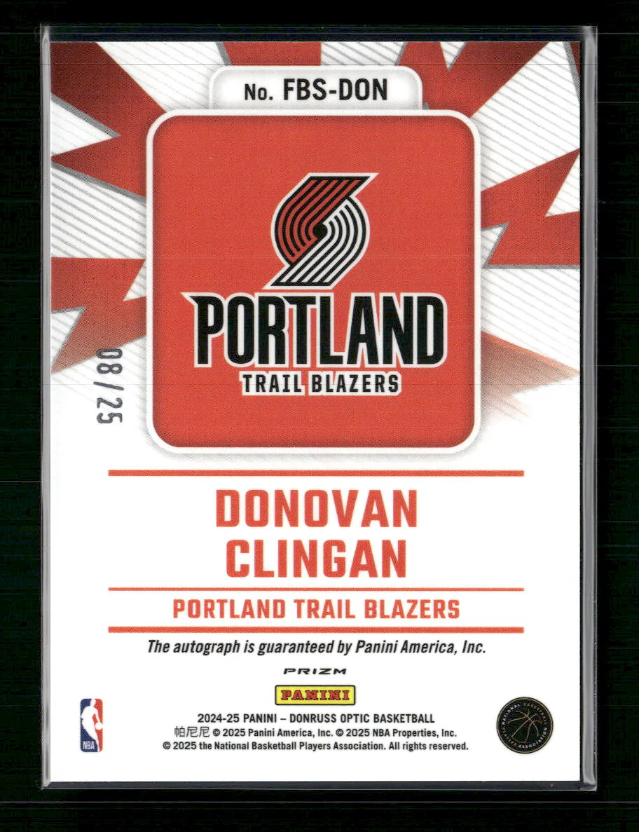 2024-25 Donruss Optic Fast Break Signatures Pink Donovan Clingan #/25 #FBS-DON - Image 2