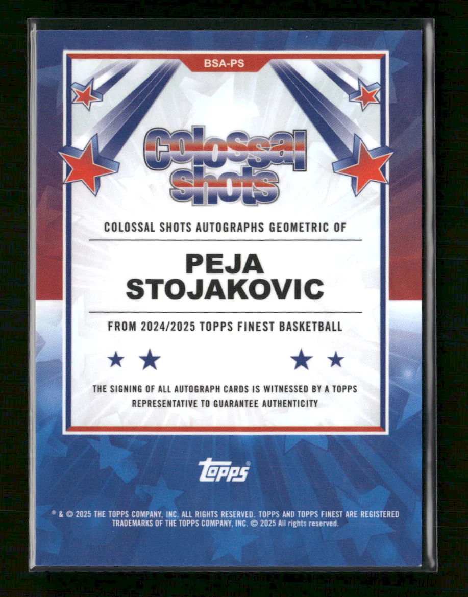 2024-25 Finest Colossal Shots Autographs Geometric Peja Stojakovic Auto #BSA-Ps - Image 2