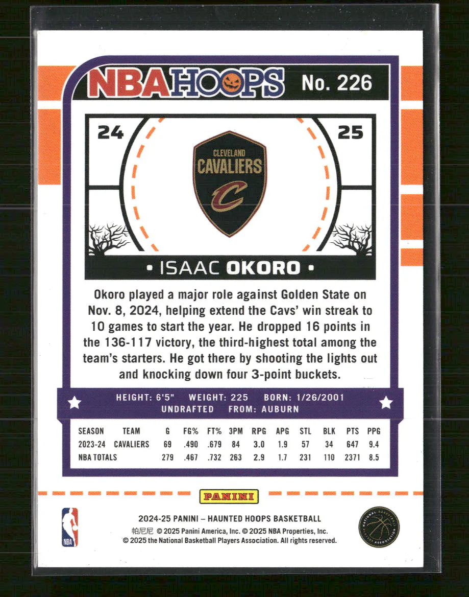 2024-25 Hoops Haunted Hoops Holo Webs #/31 Isaac Okoro #226 - Image 2