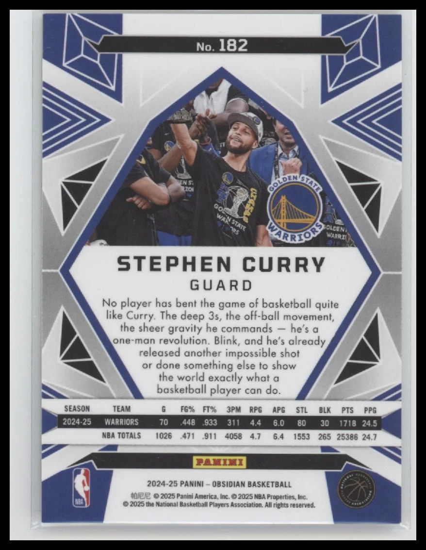 2024-25 Panini Obsidian Electric Etch Caldera Stephen Curry #182 - Image 2