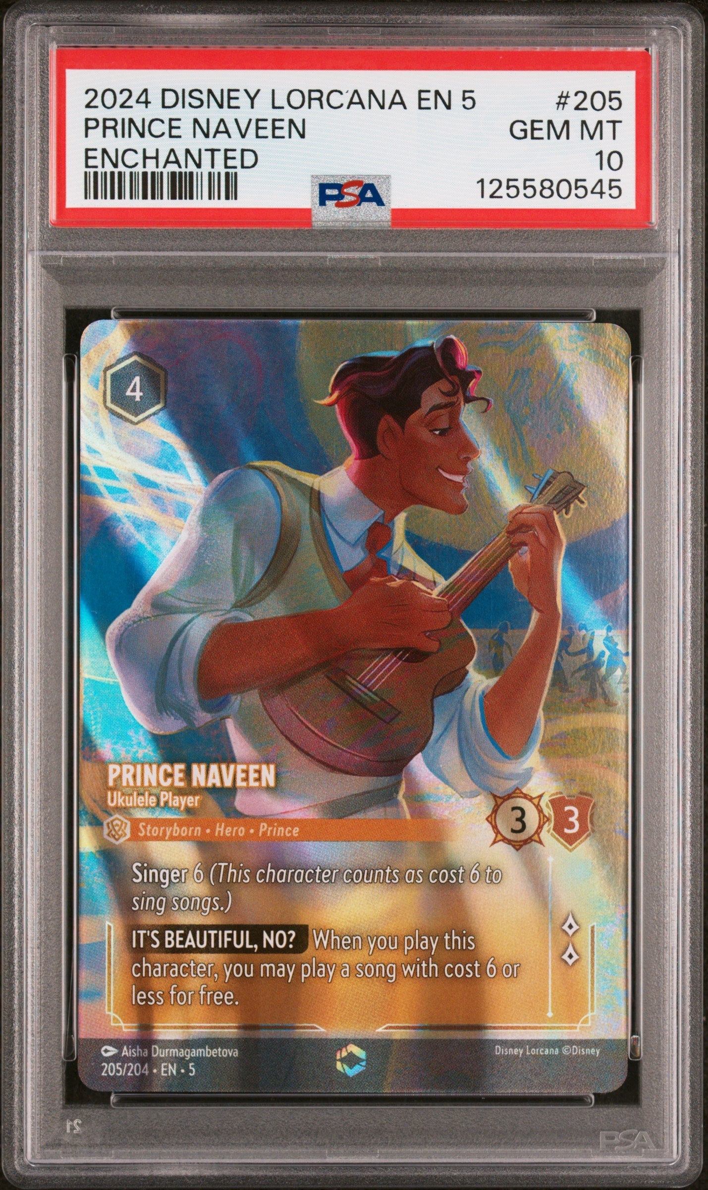 2024 Disney Lorcana En 5-Shimmering Skies Enchanted Prince Naveen 10 PSA #205