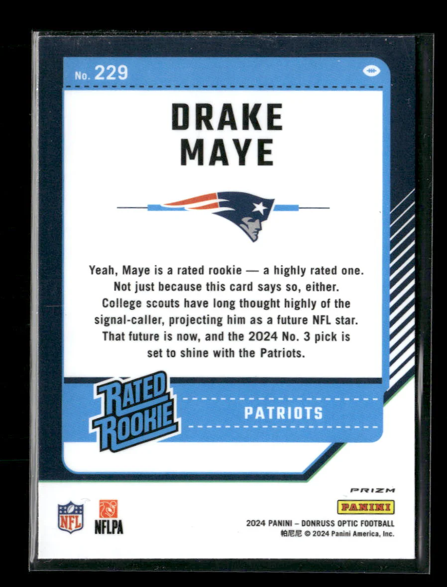 2024 Donruss Optic Purple Shock Drake Maye #229 - Image 2