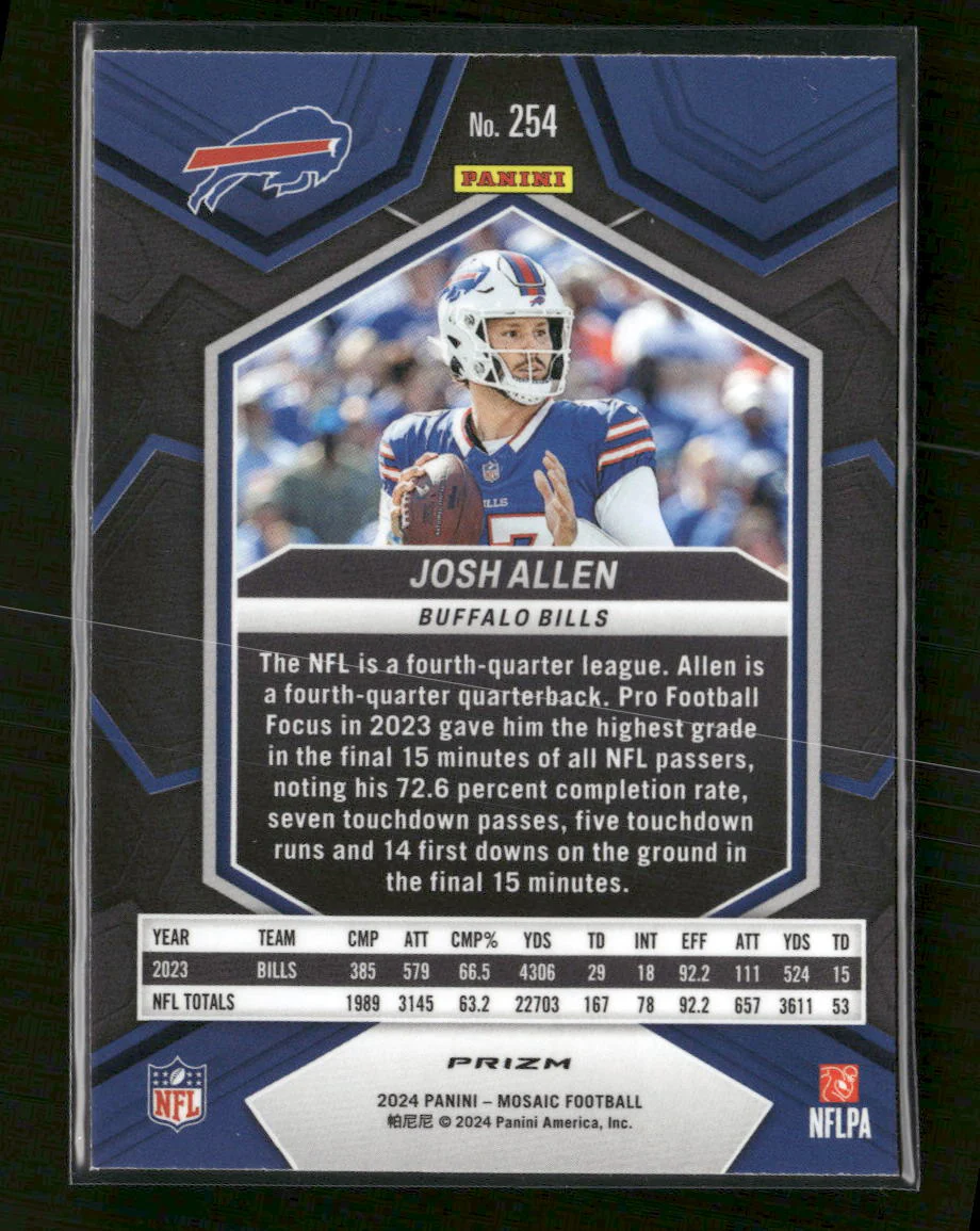 2024 Panini Mosaic Mosaic Reactive Blue Josh Allen #254 - Image 2