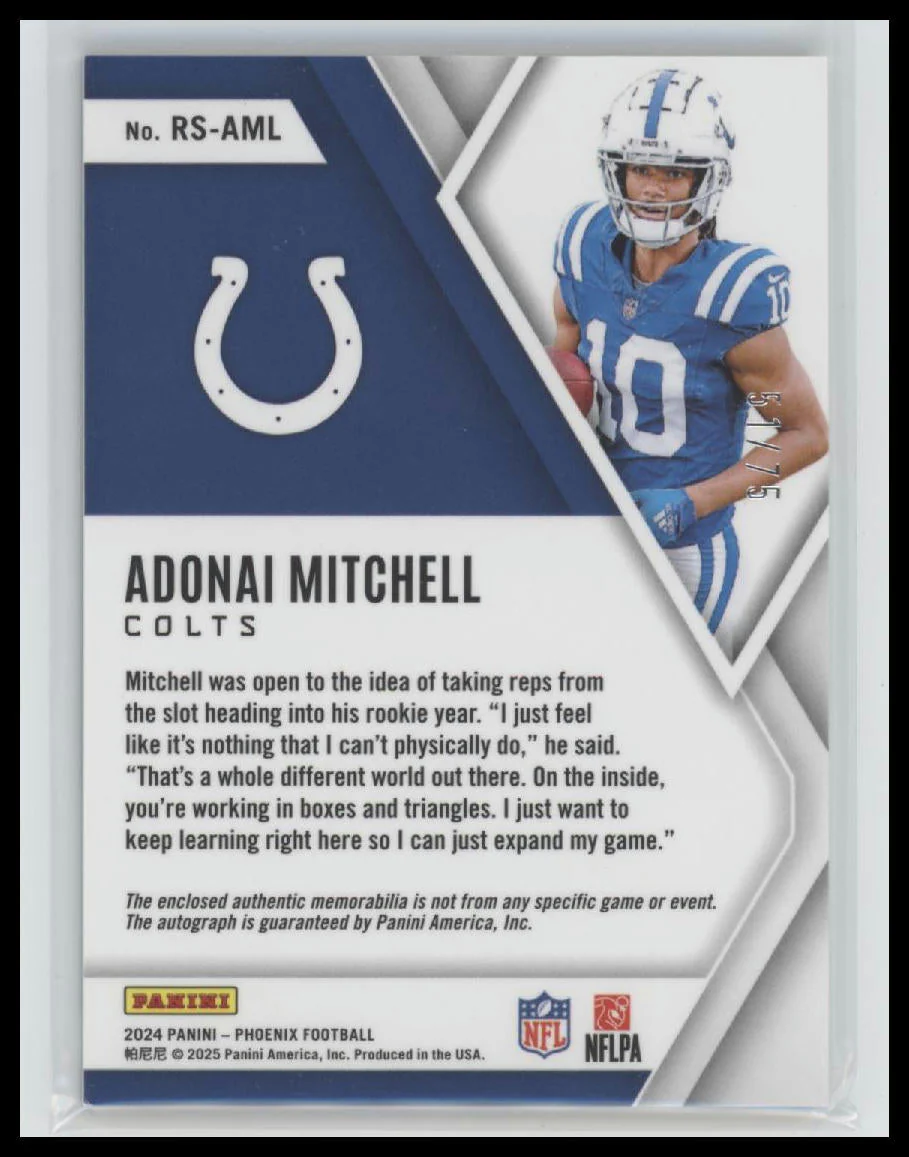 2024 Panini Phoenix Rookie Silhouettes Silver Adonai Mitchell #/75 #RS-AML - Image 2