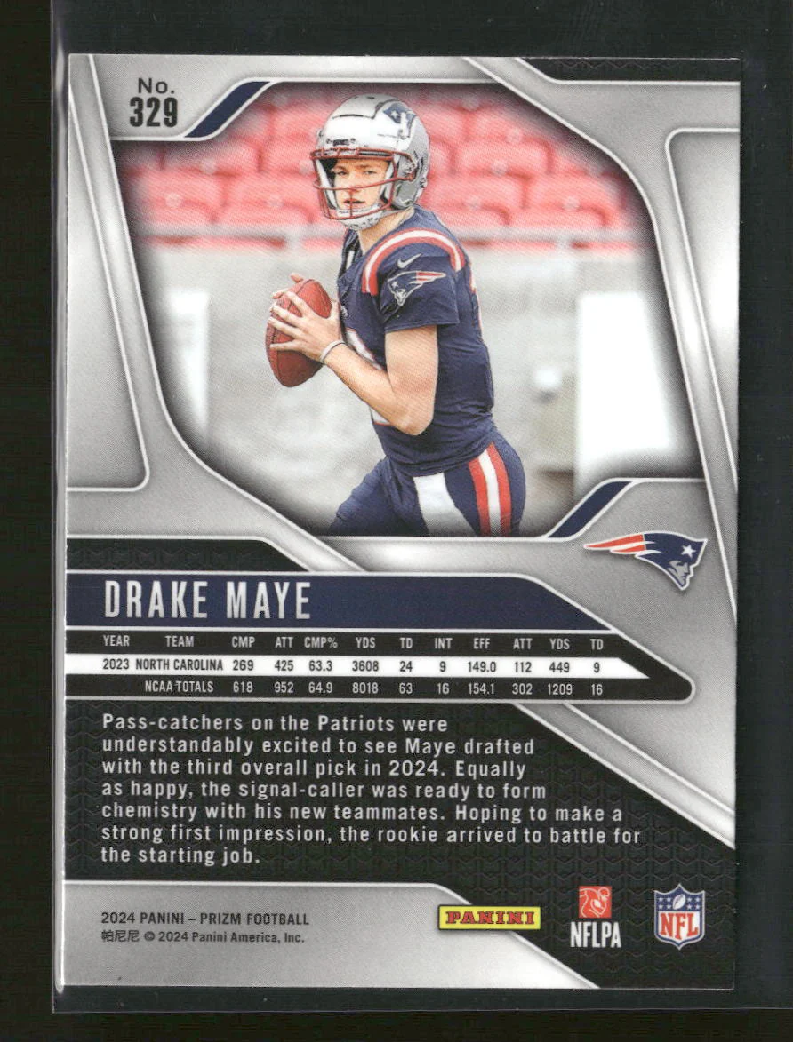 2024 Panini Prizm Drake Maye Rookie #329 - Image 2