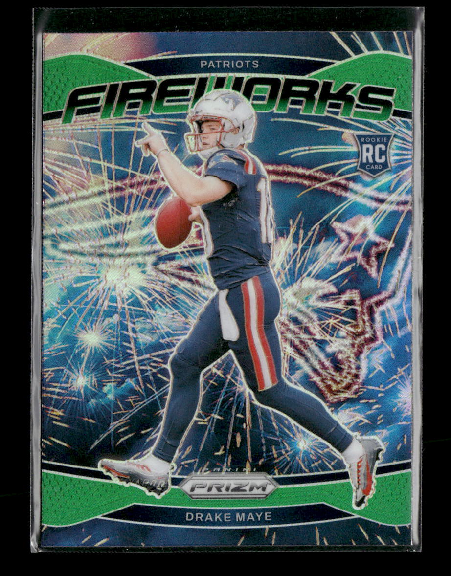 2024 Panini Prizm Fireworks Green Prizm Drake Maye #22