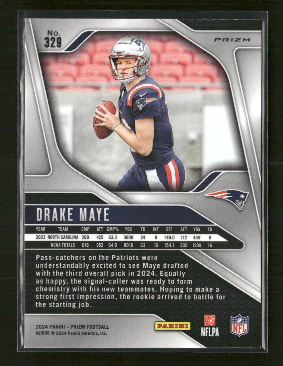 2024 Panini Prizm Green Ice Drake Maye Rookie #329 - Image 2