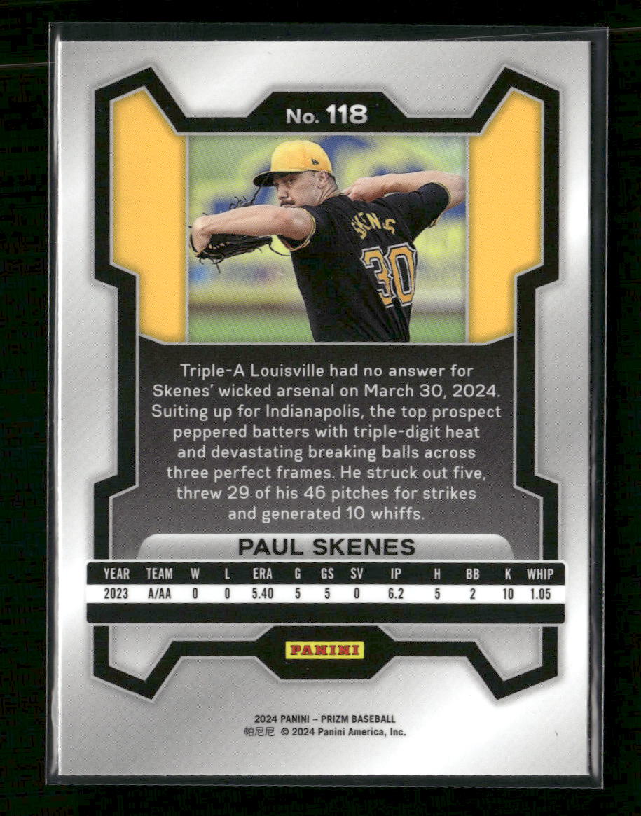 2024 Panini Prizm Paul Skenes Rookie #118 - Image 2