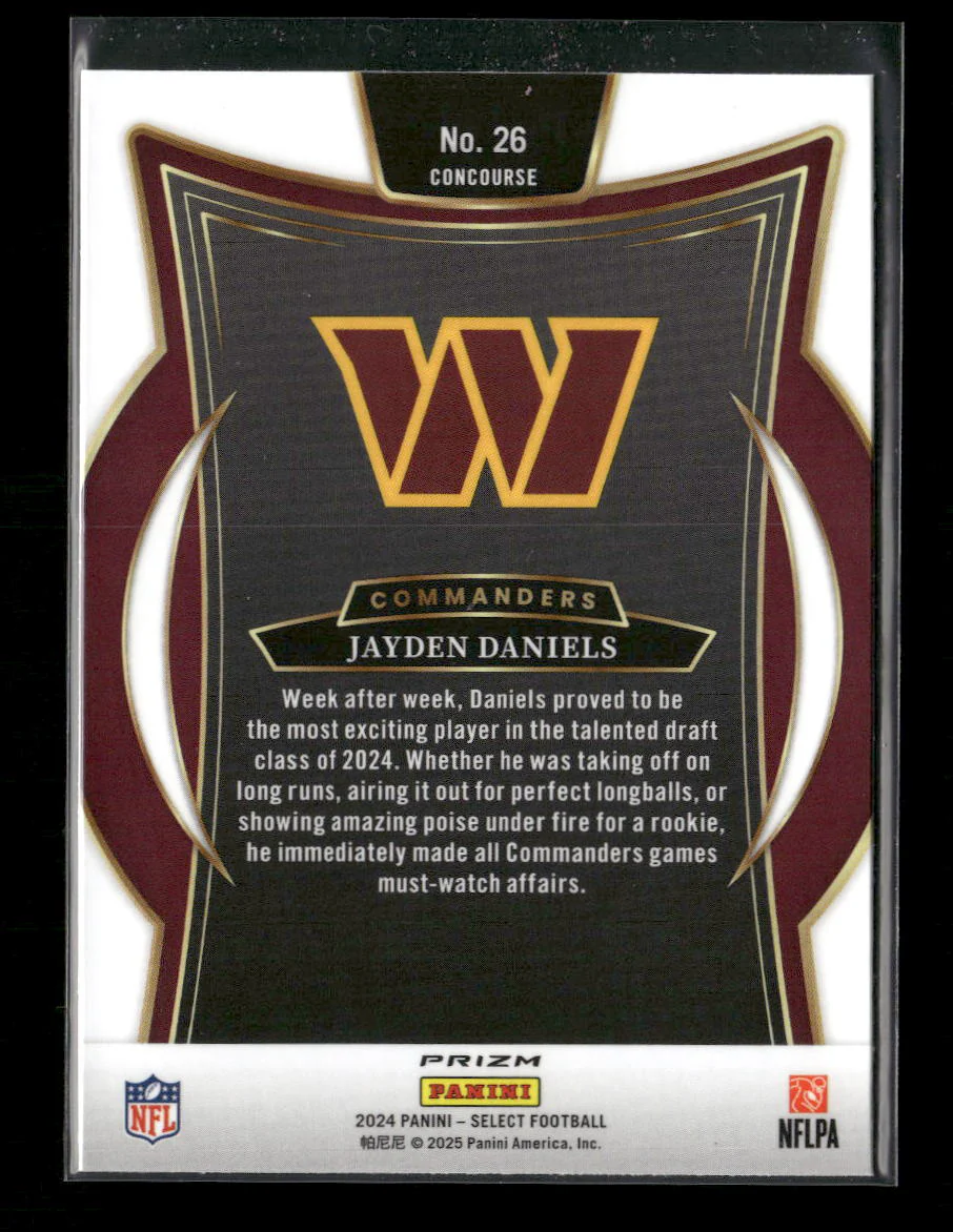 2024 Panini Select Red & Yellow Prizm Shock Jayden Daniels Rookie #26 - Image 2