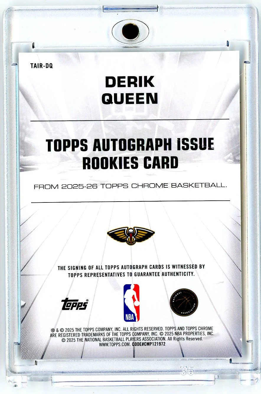 2024 Topps Chrome Derik Queen #TAIRDQ New Orleans Pelicans Auto Rookie RC Basketball Card - Image 2