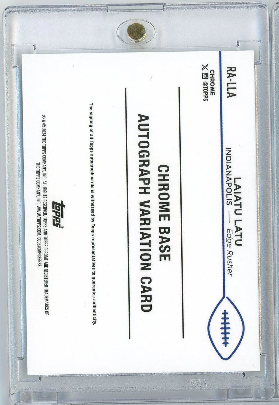 2024 Topps Chrome Laiatu Latu #RALLA Refractor Autograph Rookie RC Football Card - Image 2