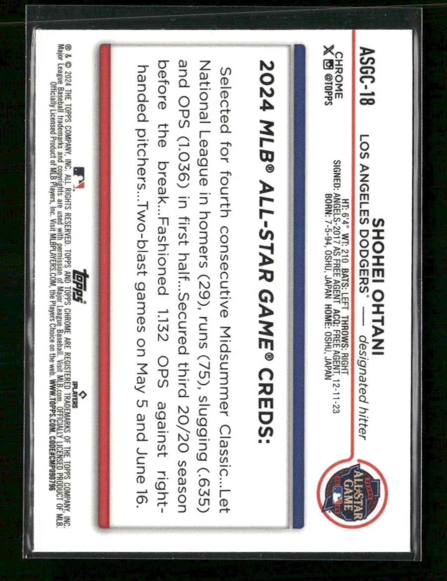2024 Topps Chrome Update 2024 All Star Game Chrome Shohei Ohtani #ASGC-18 - Image 2