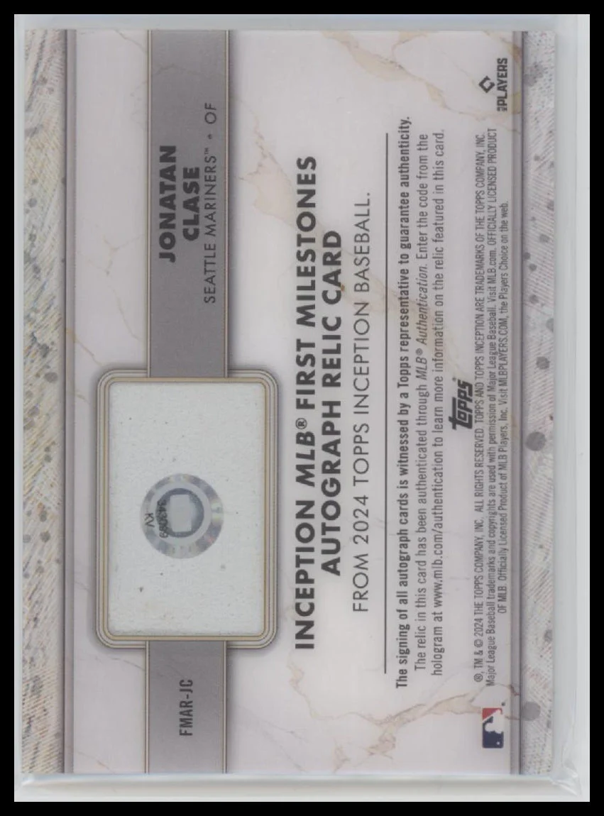 2024 Topps Inception First Milestones Auto Relics Jonatan Clase #/99 #FMAR-JC - Image 2