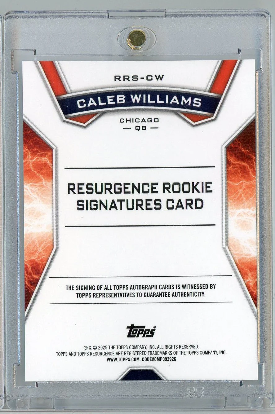 2024 Topps Resurgence Caleb Williams #RRSCW Auto Rookie RC Football Card - Image 2